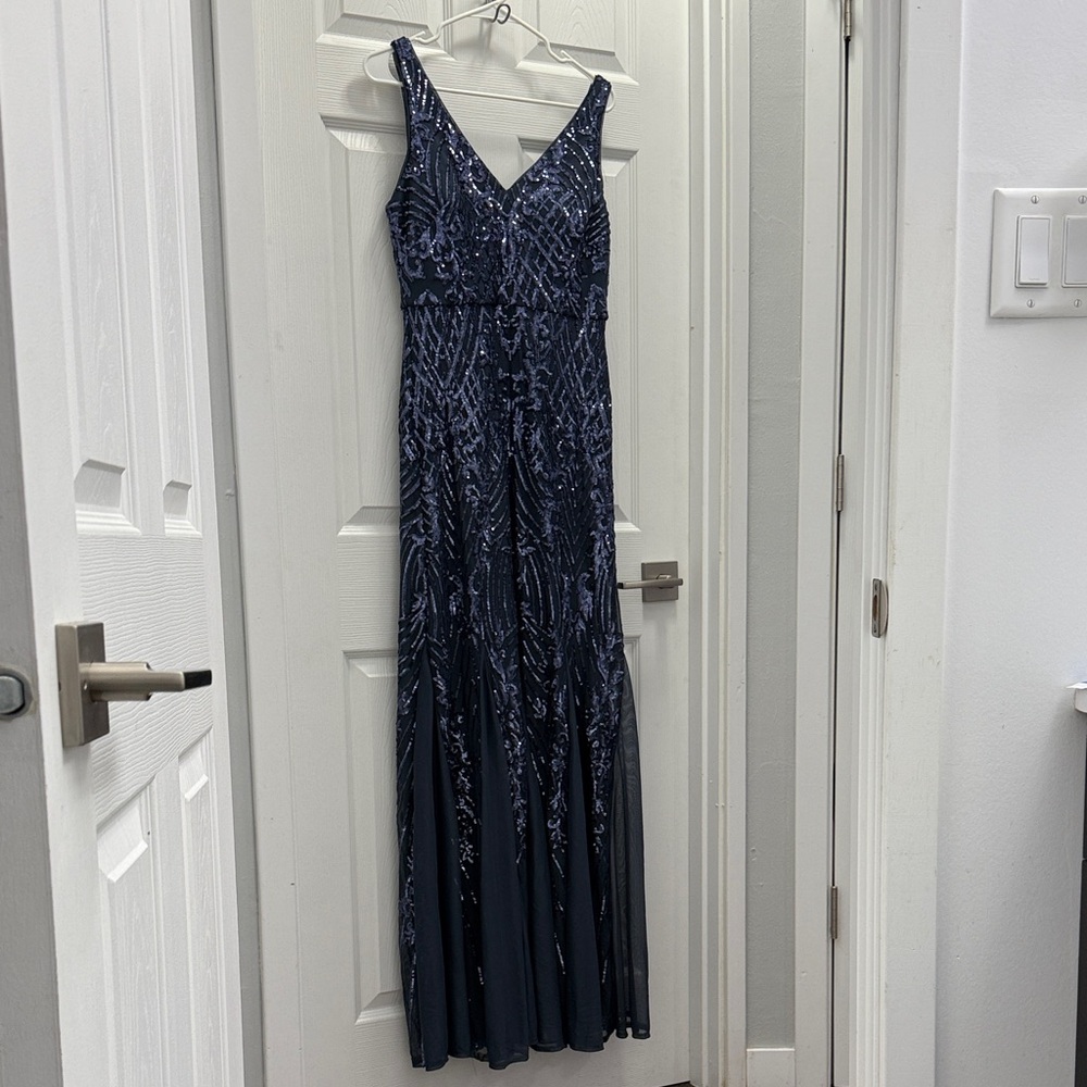 Galina Signature Dusty Blue Evening Gown